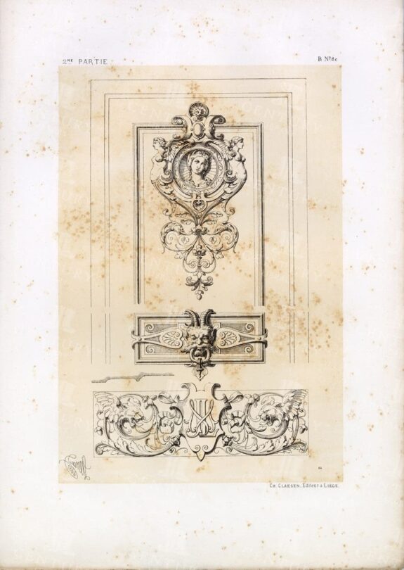 ANTIQUE Decorative Arts Print - Rare 19th Century Design - 1866