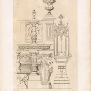 RARE Vintage Decorative Art Print  - Marble Details - Antique 1866