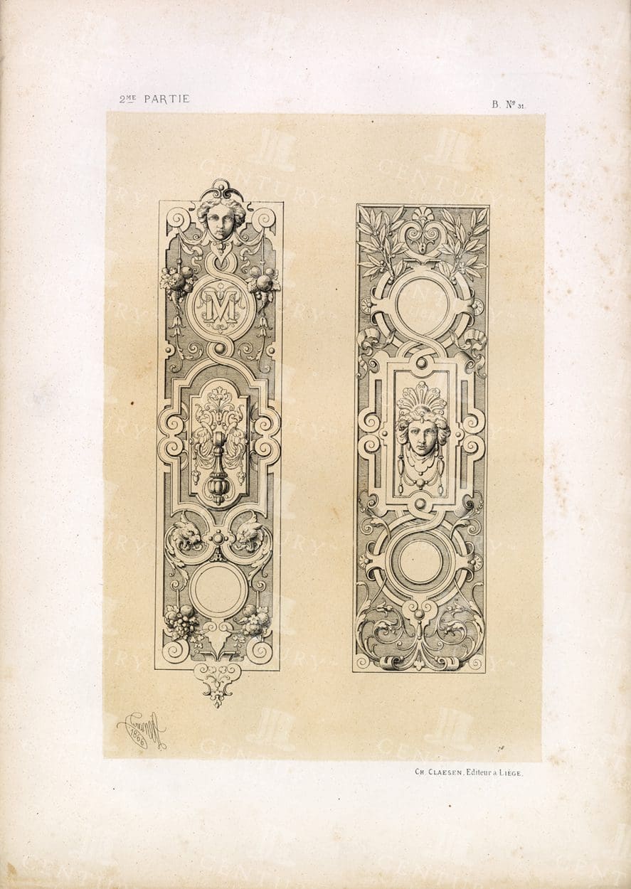 VINTAGE Decorative Architecture Print - Door Panel Design