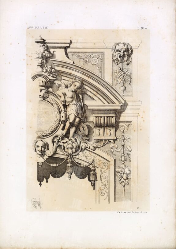 VINTAGE 19th Century Decorative Architecture - Rare 1866 Print