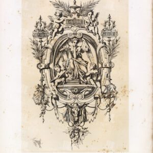 ITALIAN Style Cartouche - Rare Vintage Decorative Art Print 1866