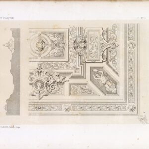 STUNNING Vintage 19th Century Ceiling Design Print - 1866