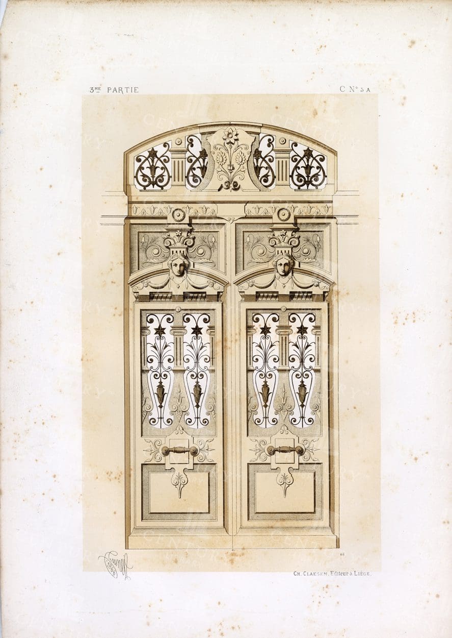 RARE 19th Century Decorative Architecture Door Design Print
