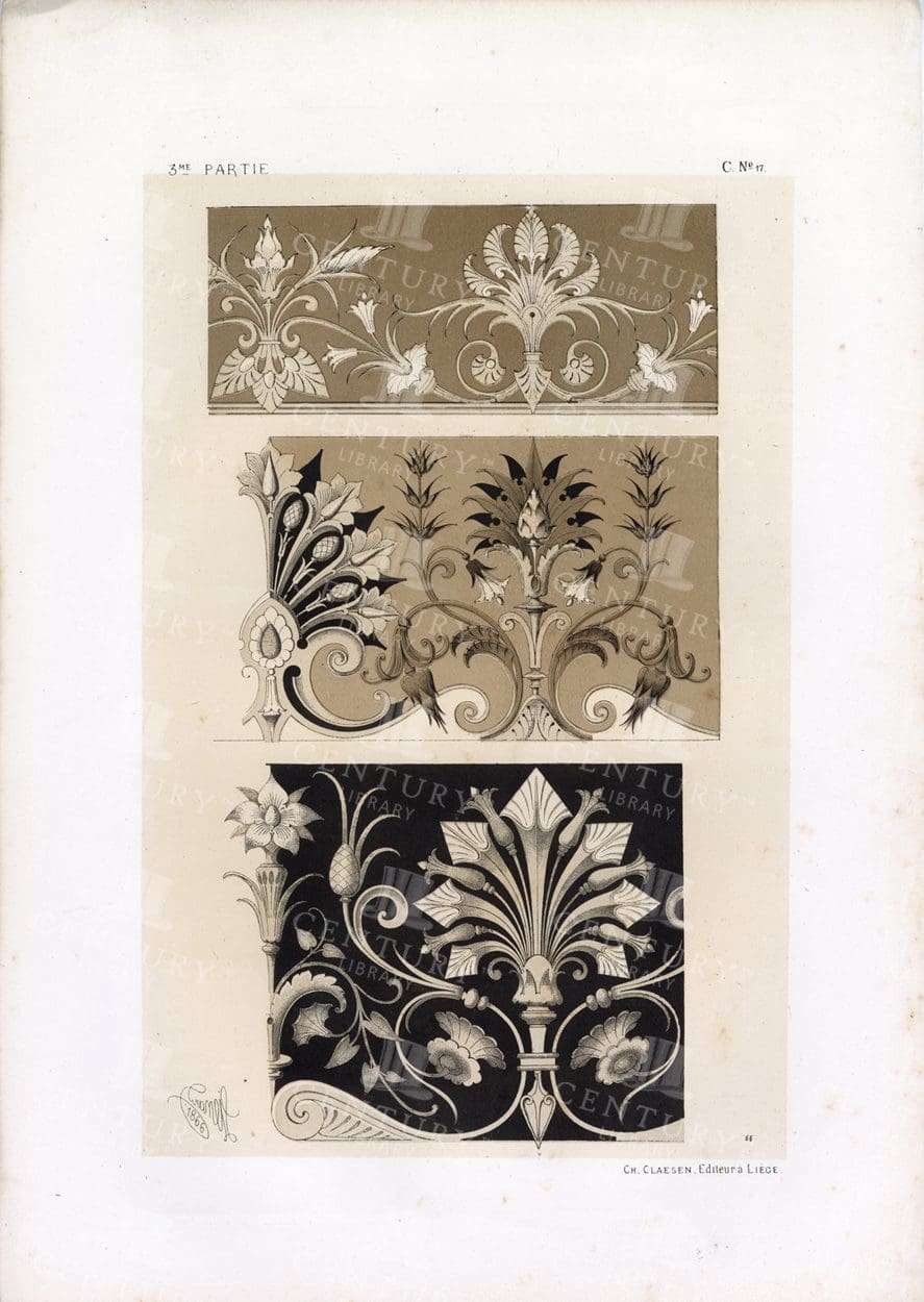 VINTAGE Decorative Art Print - Frieze for Fabrics or Wallpapers