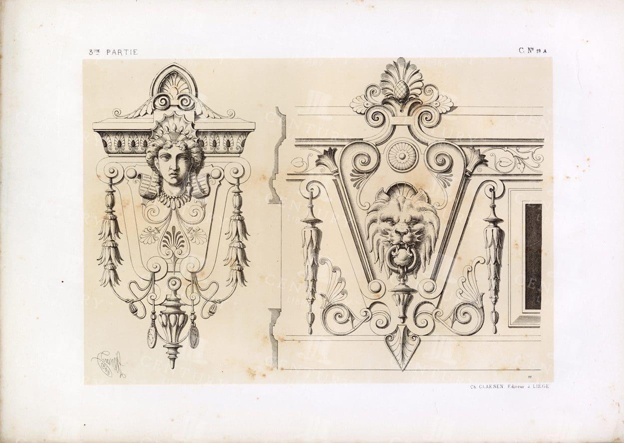 RARE Antique Decorative Art Design - Rare 19th Century Print