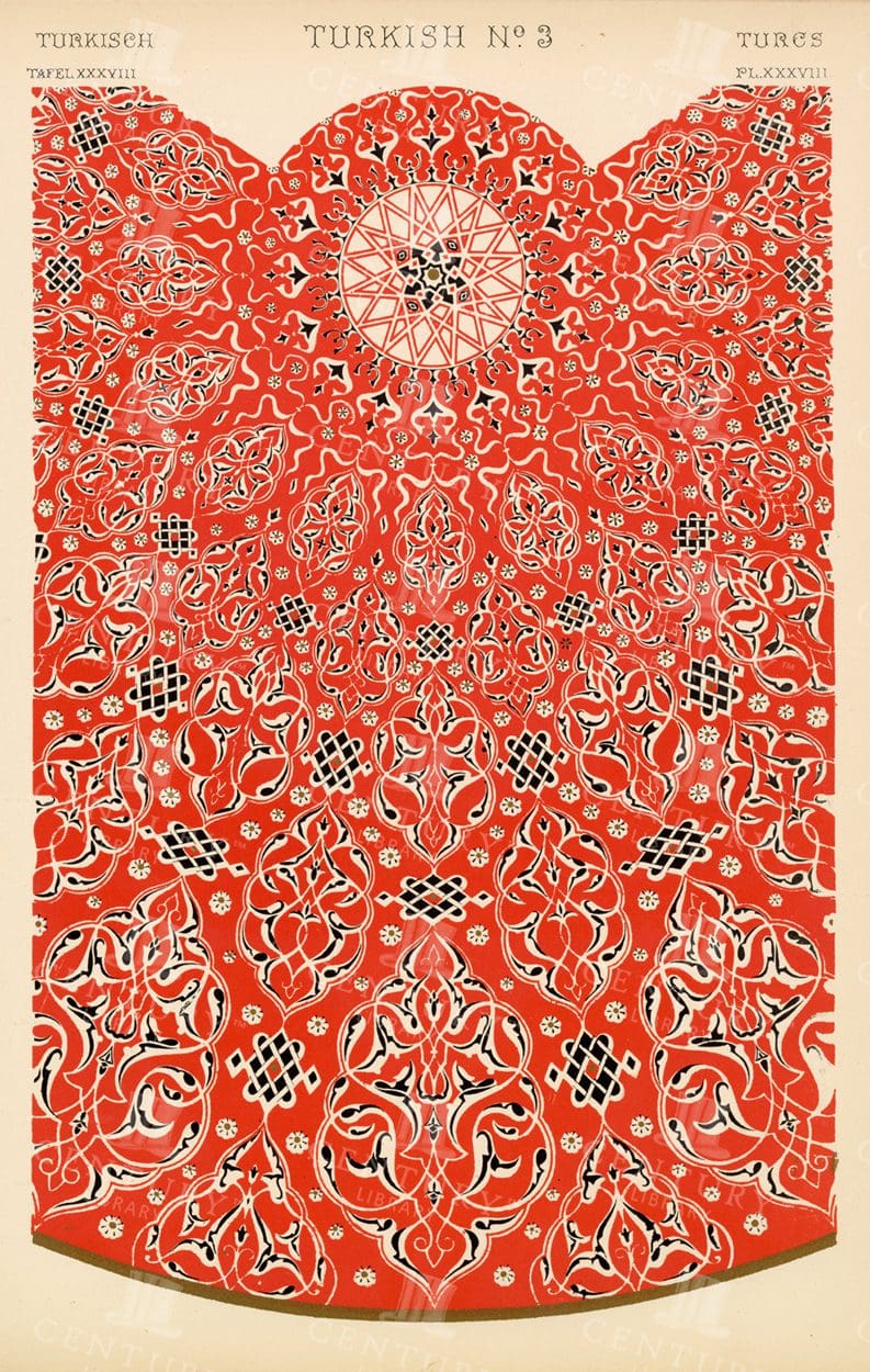 TURKISH No 3 - 1865 Vintage Owen Jones Print - Grammar of Ornament