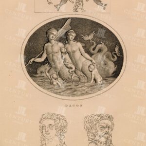 VINTAGE Biblical Engraving - Dagon - Vintage 1836 Print