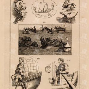 ANCIENT SHIPS plate I - Vintage 1836 Print