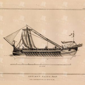 ANCIENT SHIPS plate III - Vintage 1836 Print