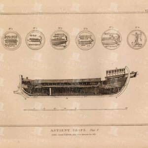 ANCIENT SHIPS plate V - Vintage 1836 Print