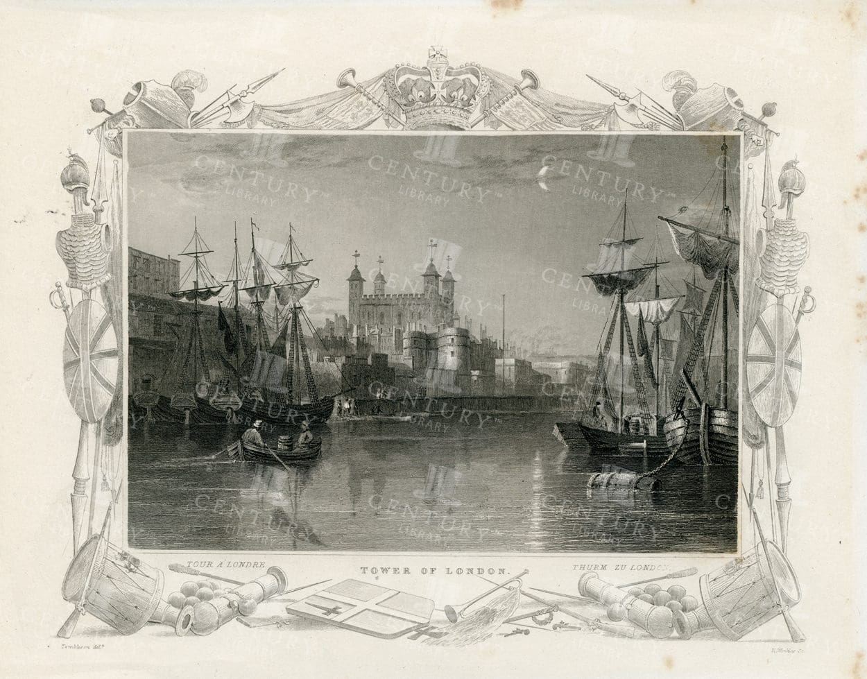 TOWER of LONDON - Vintage Engraving by William Tombleson