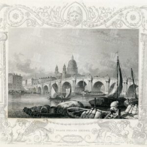 VINTAGE Engraved Illustration - Blackfriars Bridge - 1840