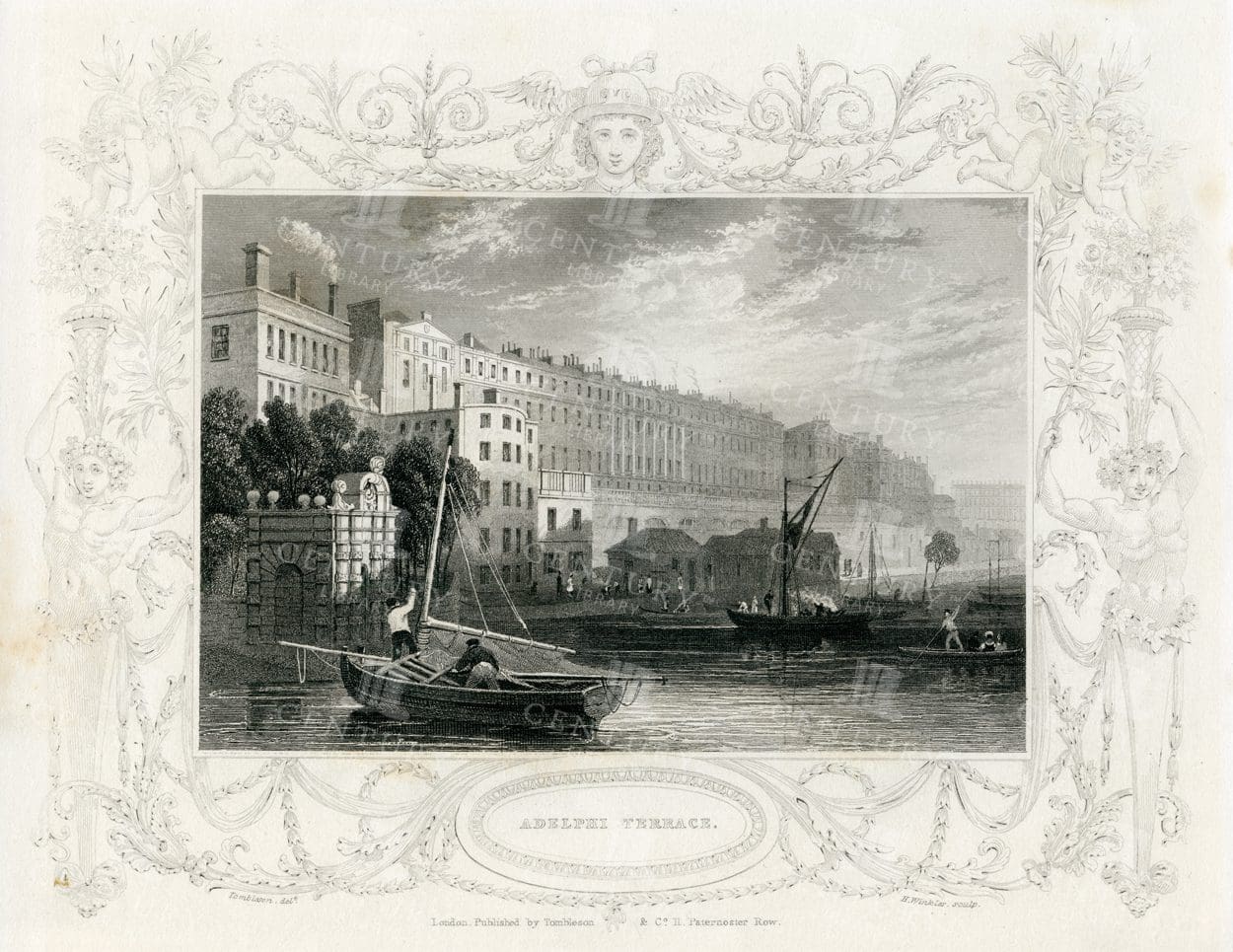 LOVELY Vintage Engraved Illustration of Adelphi Terrace by William Tombleson