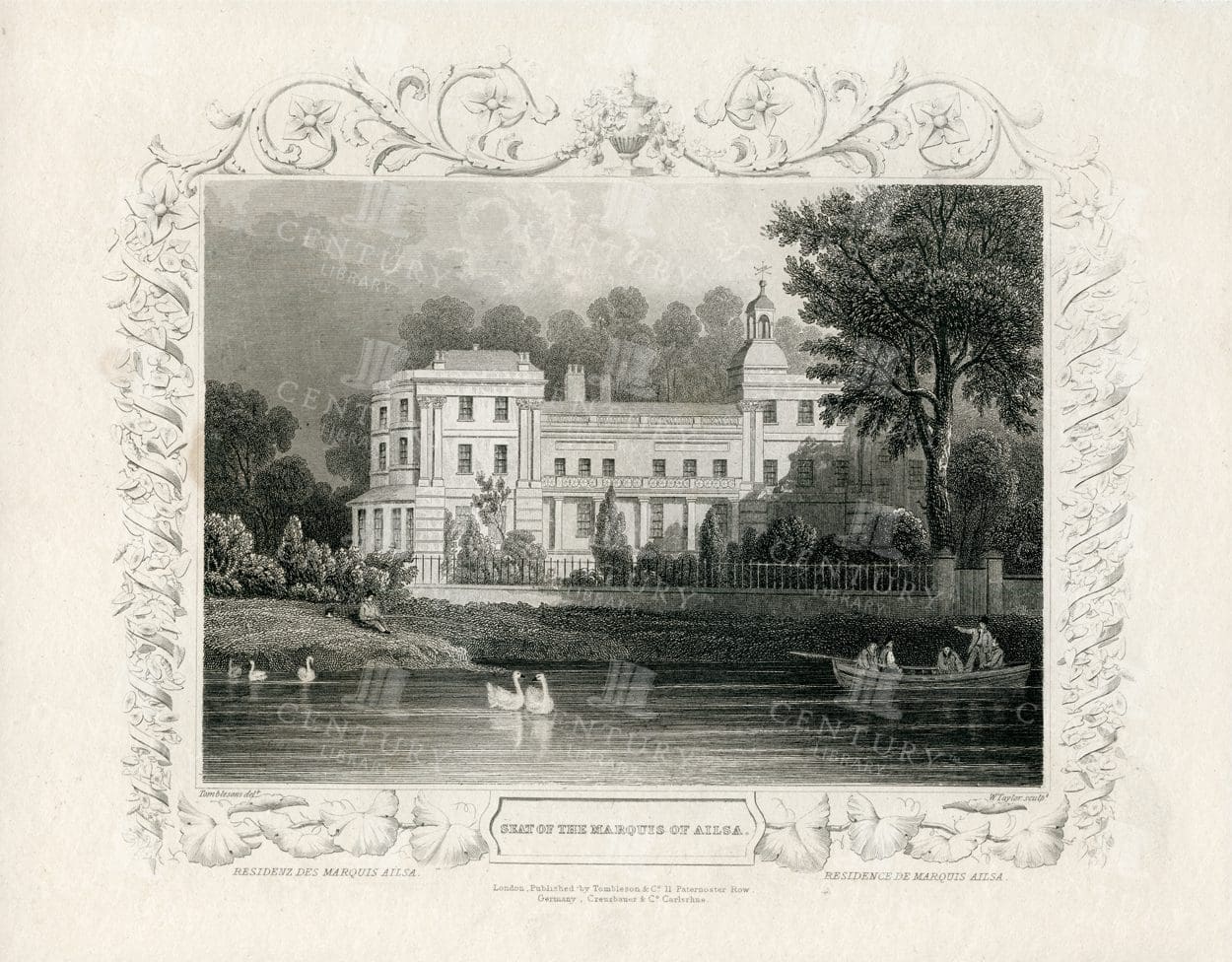 ANTIQUE Decorative Engraving - Seat of the Marquess of Ailsa