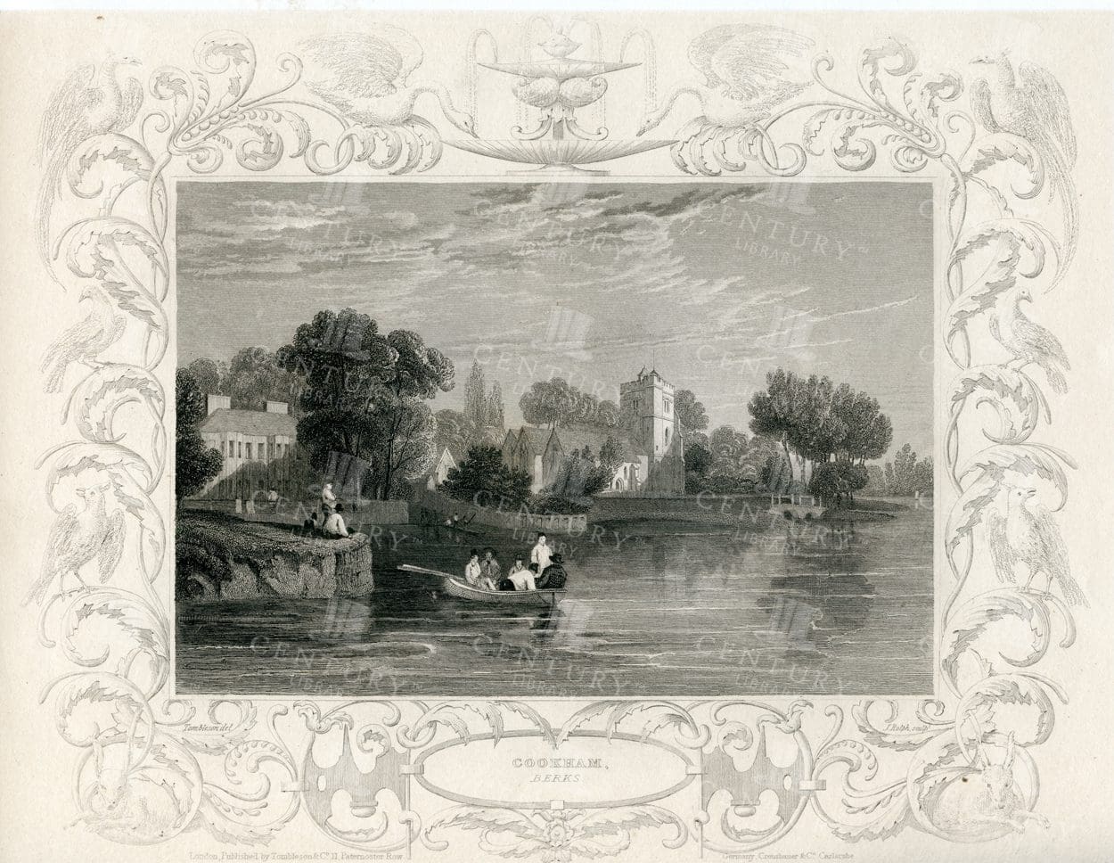 Vintage Engraved Illustration - Charmin View of Cookham in Berks - 1840
