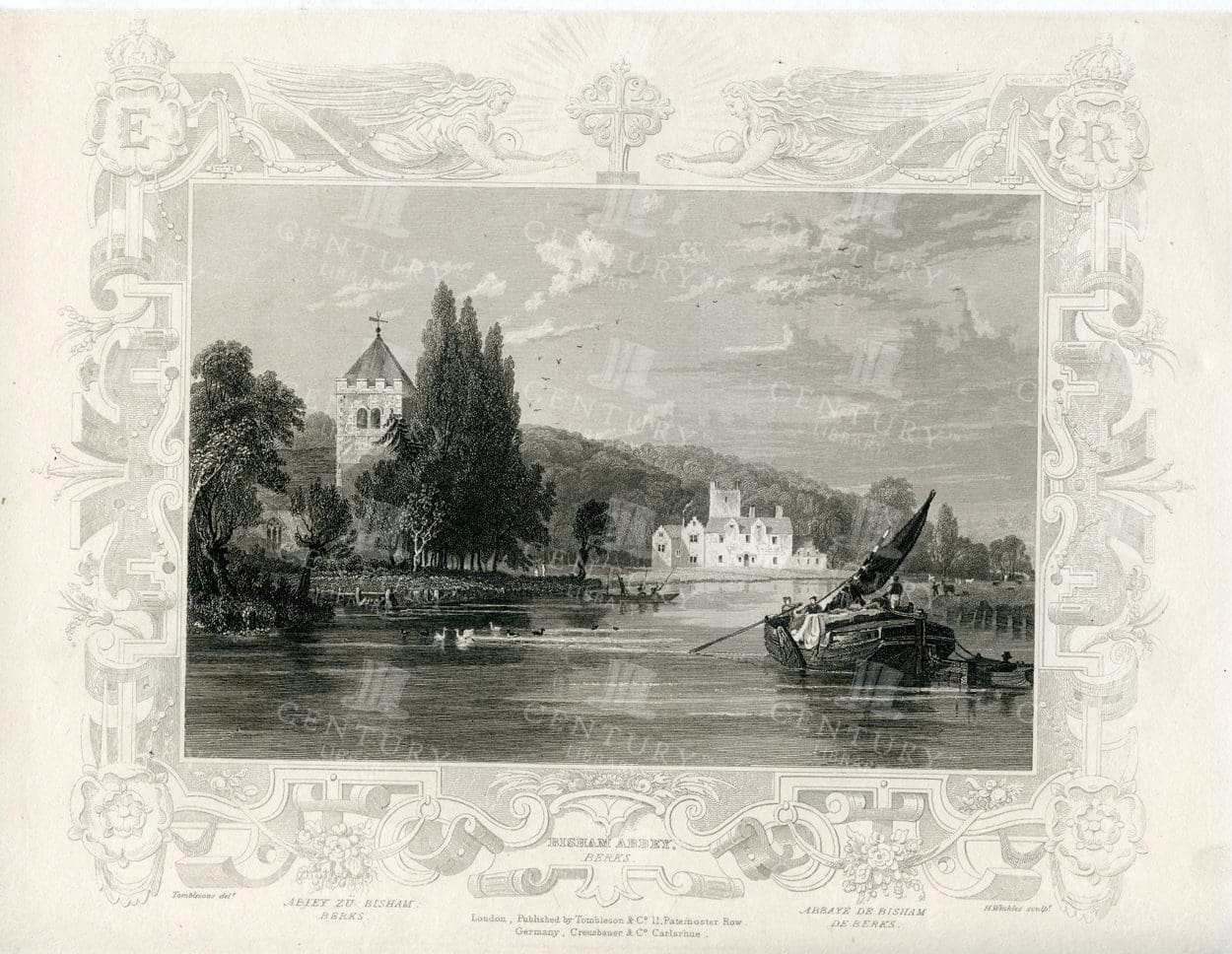 BISHAM ABBEY - Berks - Vintage 1840 Engraved Illustration