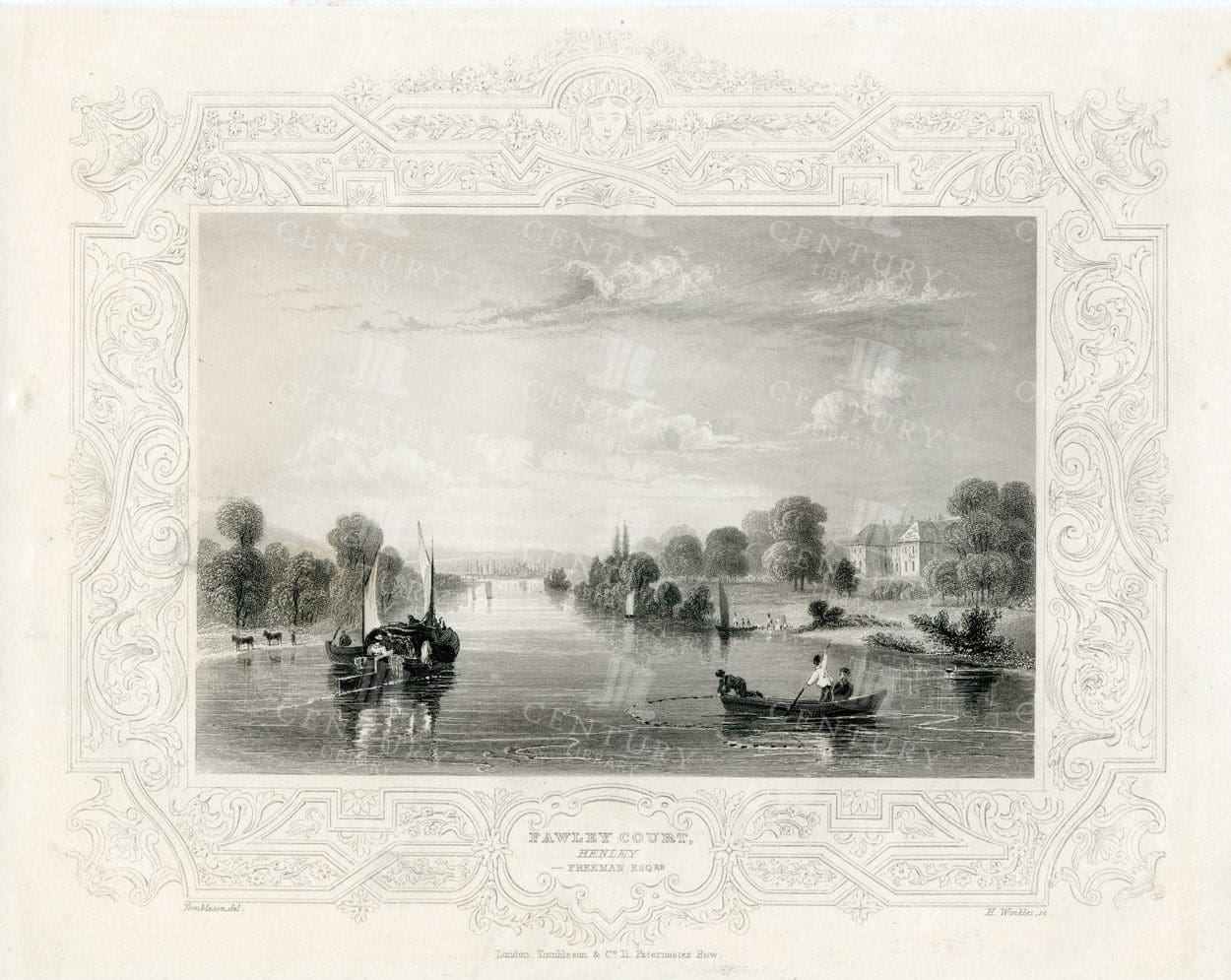 FAWLEY COURT - Vintage William Tombleson Engraving - 1840