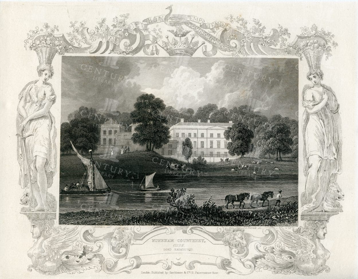 VINTAGE Engraved Illustration - 1840 - Nuneham Courtenay