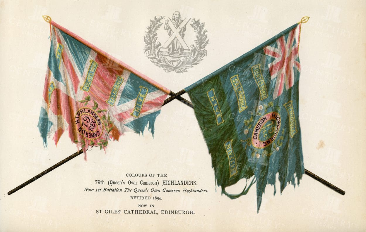 COLOURS of the 79th Highlanders - 1885 Vintage Scottish Illustration