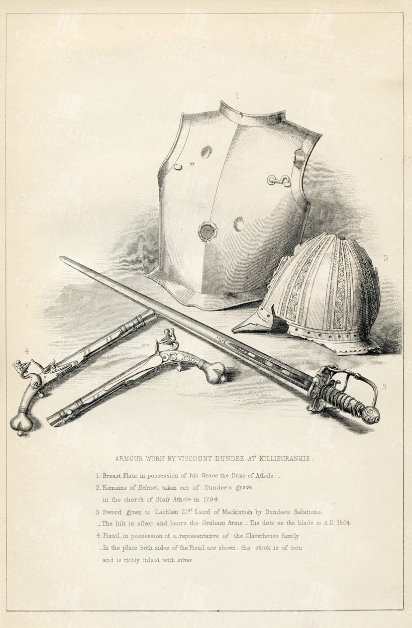 ARMOUR worn by Viscount Dundee at Killiecrankie - Vintage Illustration