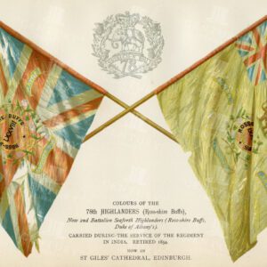 VINTAGE 1885 Illustration - Colours of the 78th Highlanders