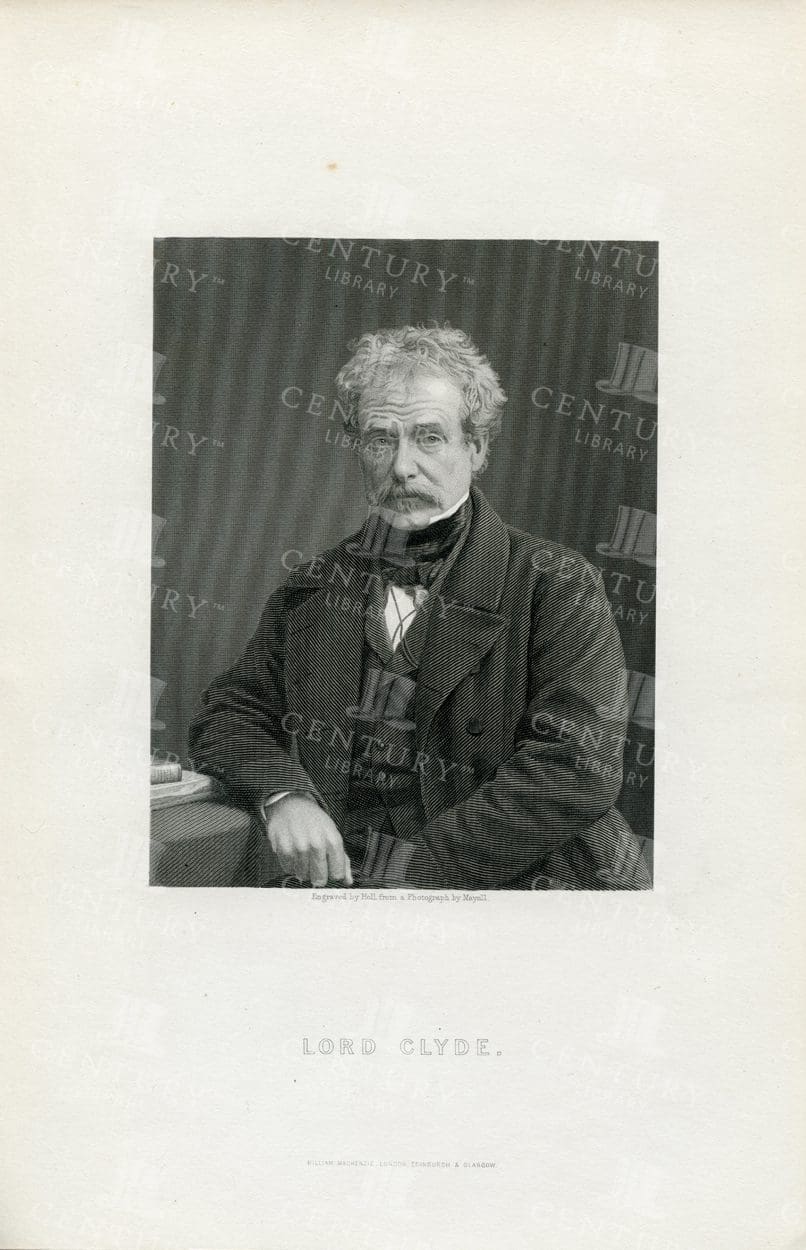 VINTAGE Scottish Portrait of Lord Clyde - Antique 1885 Illustration