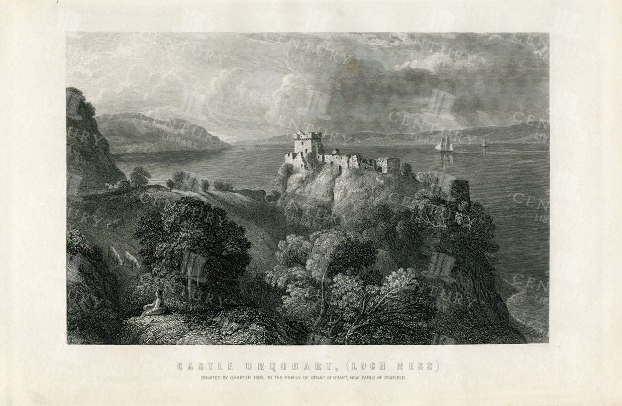 CASTLE Urquhart, Loch Ness - Stunning Vintage 1885 Illustration