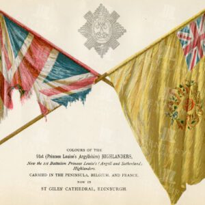 VINTAGE 1885 Illustration - Colours of the 91st Highlanders