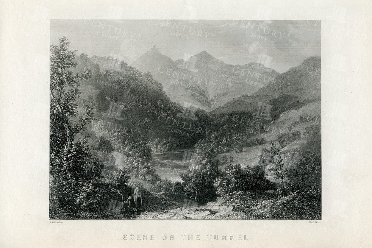 VINTAGE Scottish Landscape Illustration - Scean on the Tummel