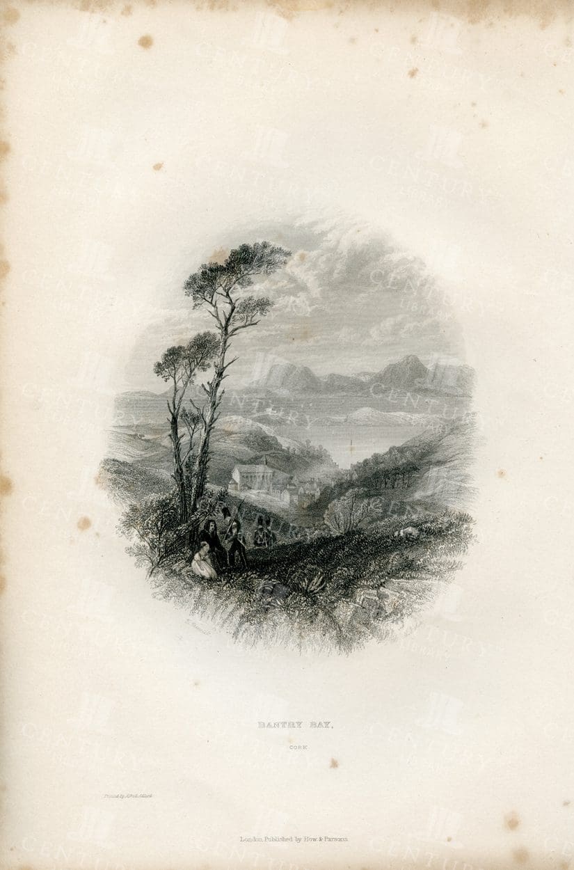 BANTRY BAY in Cork Ireland - Vintage 1843 Irish Landscape Illustration