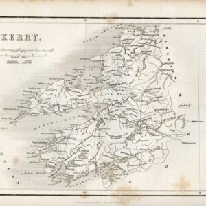 VINTAGE  Map of Kerry, Ireland - Antique 1843 Illustration