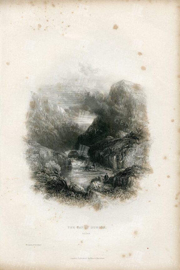 ANTIQUE 1843 Irish Illustration - The Gap of Dunloe,  Kerry