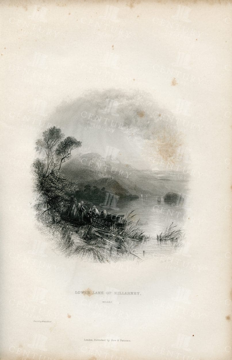 LOWER LAKE of Killarney - Vintage Irish Landscape Illustration