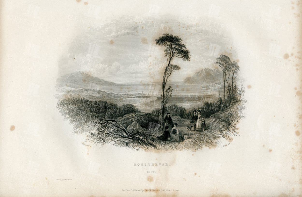 ROSSTREVOR, Down in Ireland - Vintage 1843 Irish Landscape Illustration