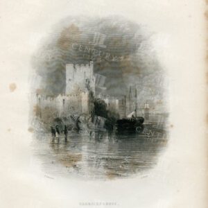 CARRICKFERGUS, Antrim, Ireland - Vintage 1843 Landscape Illustration