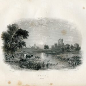 1843 Vintage Irish Landscape Illustration - Trim - Meath - Ireland