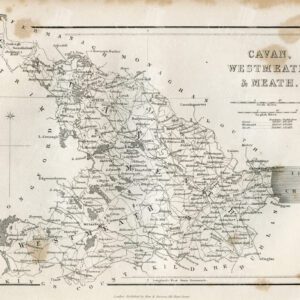 CAVAN, Westmeath and Meath, Vintage Irish Map - 1843