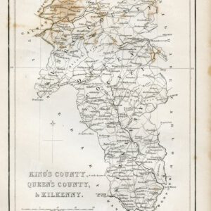 VINTAGE 1843 Map - King's County, Queen's County and Kilkenny