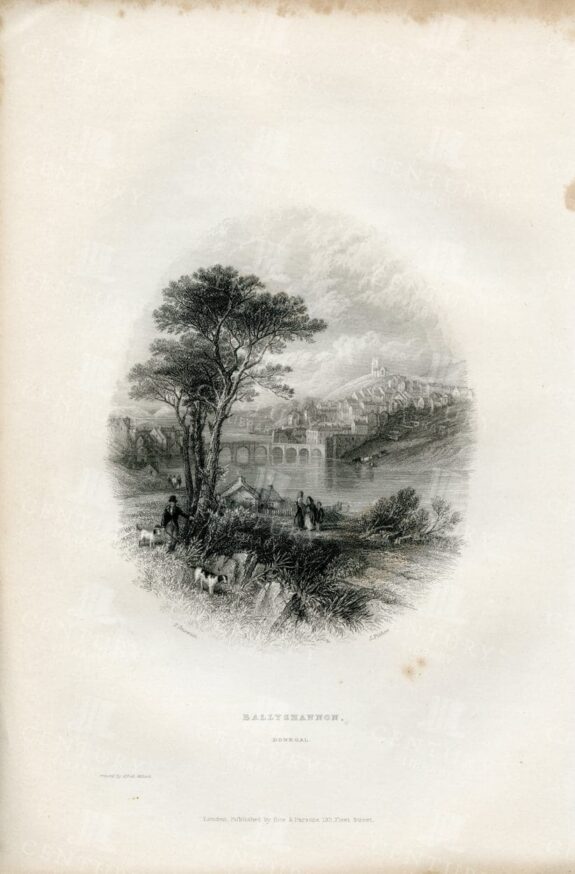 BALLYSHANNON, Donegal in Ireland - Vintage 1843 Landscape Illustration