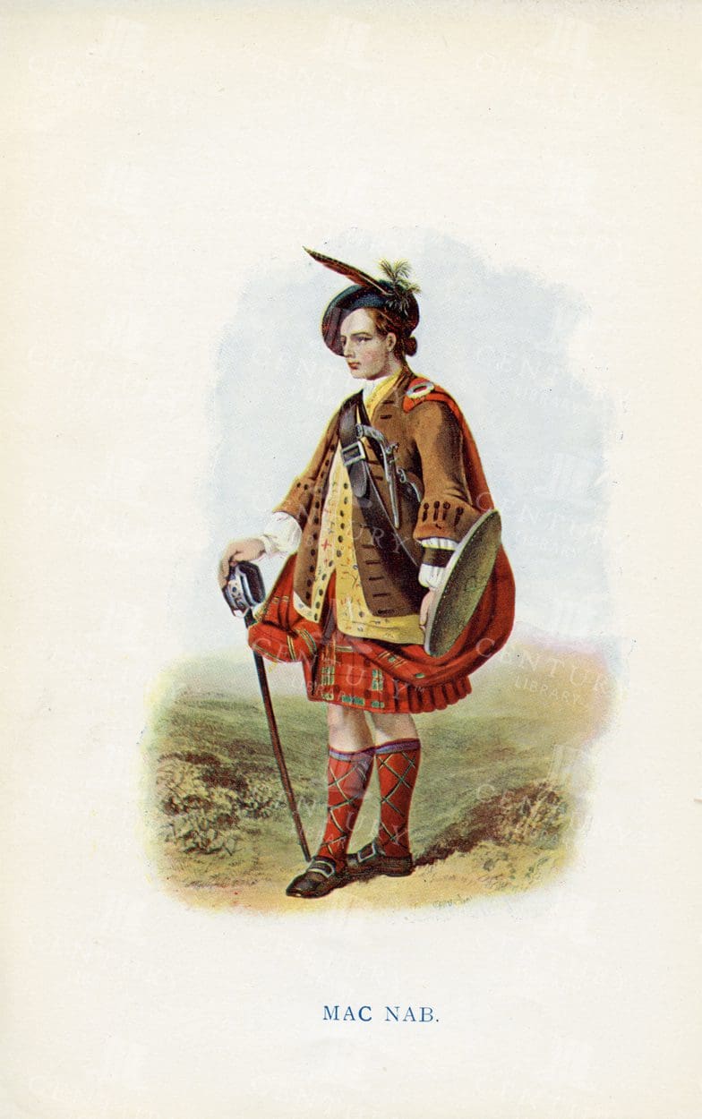 MAC NAB - Costumes of the Scottish Clans Vintage 1845 Illustration