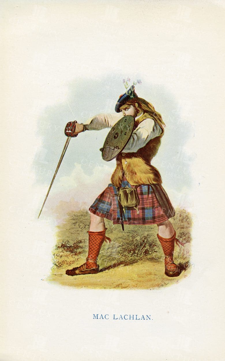 MAC LACHLAN  -  Costumes of the Scottish Clans Vintage Illustration