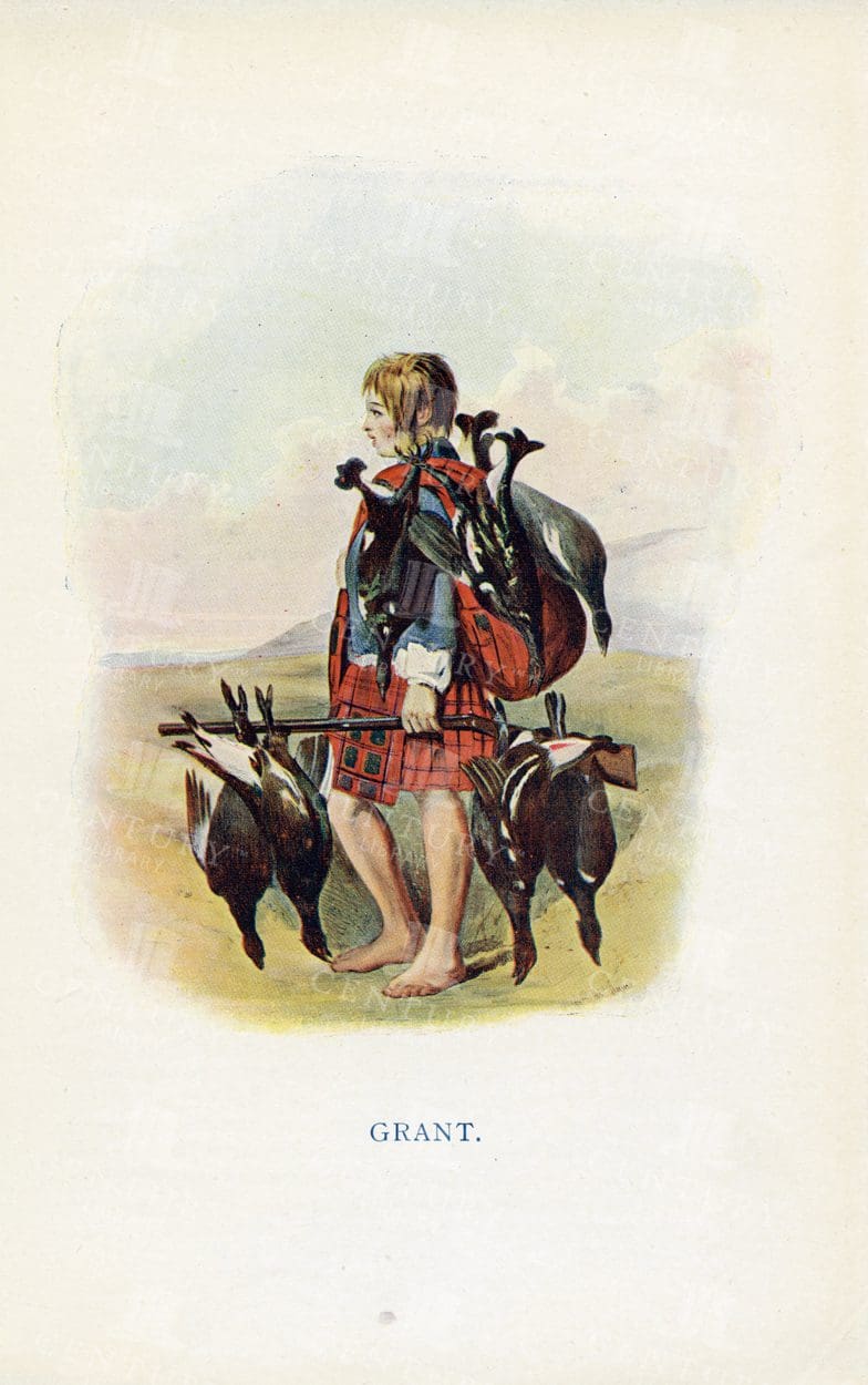 GRANT - Costumes of the Scottish Clans Vintage Illustration 1845