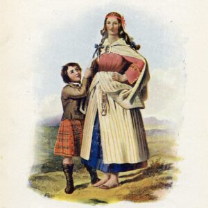 Clan Matheson Scottish Highland Woman and Child in Traditional Dress
