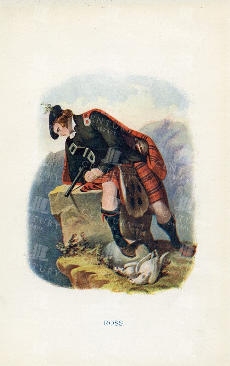 ROSS - Costumes of the Scottish Clans Vintage Illustration