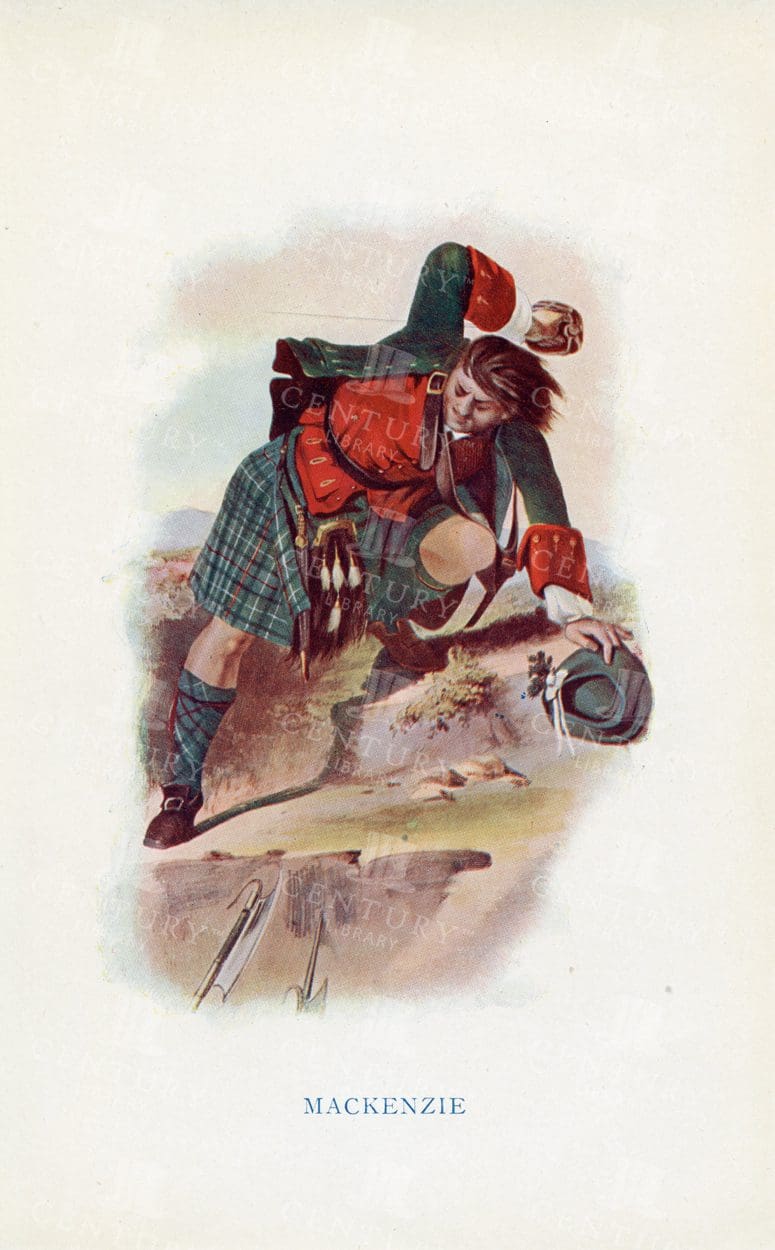 MACKENZIE  - Vintage Costumes of the Scottish Clans Illustration - 1845