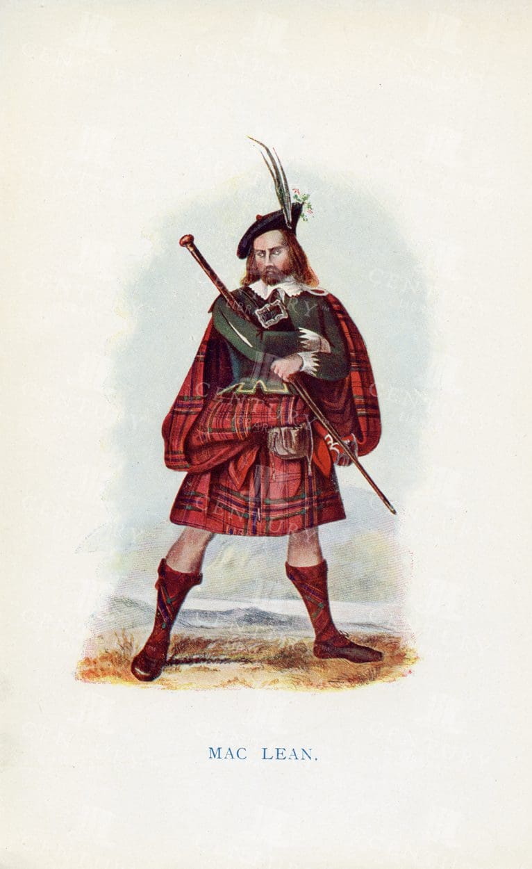 VINTAGE 1845 Illustration - Costumes of the Scottish Clans, Mac  Lean