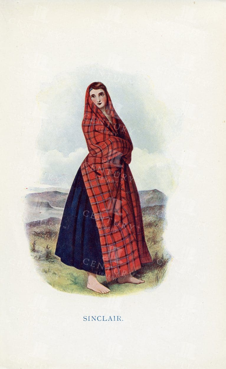 VINTAGE 1845 Illustration - Costumes of the Scottish Clans, Sinclair