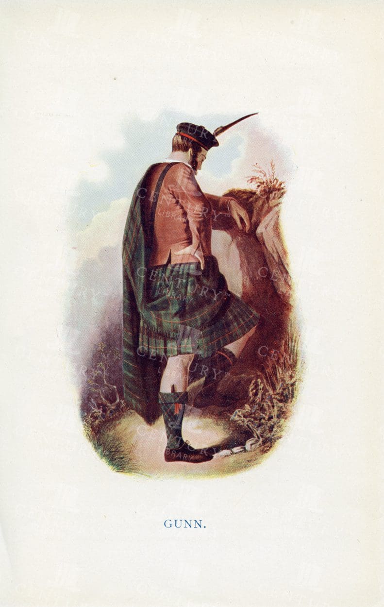COSTUMES of the Scottish Clans, Gunn - 1845 Vintage Illustration