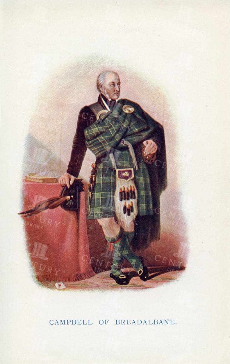 CAMPBELL of Breadalbane - Vintage 1845 Costume Illustration