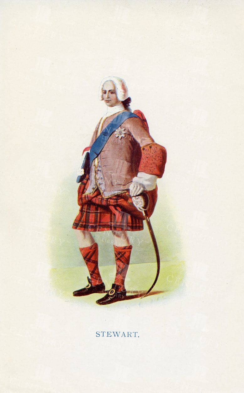 STEWART - Costumes of the Scottish Clans Vintage Illustration - 1845